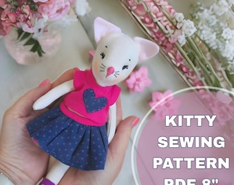 Kitty Rag Doll Sewing Pattern: 8" Stuffed Animal PDF Tutorial