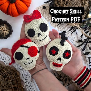 Crochet Skull Pattern PDF: 3 Halloween Amigurumi Designs (4 inch, 10cm) - Beginner Friendly