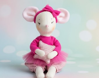Mouse Plush Doll Sewing Pattern: DIY 8" Soft Toy with Outfit (PDF Tutorial)
