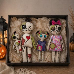 Patrón de costura en PDF para muñecos de la familia vudú, decoración de Halloween, regalos góticos (descarga digital)