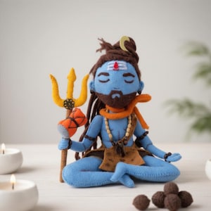 Patrón de costura para muñeca Shiva (PDF): Murti Mahadeva de fieltro de 15 cm, muñeca espiritual DIY