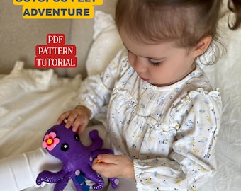 DIY Felt Octopus Sewing Pattern with Activity Book (PDF Pattern)
