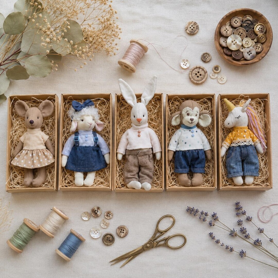 6 Inch Animal Doll Sewing Set PDF, 5 Tiny Toys & Clothes Patterns - Etsy