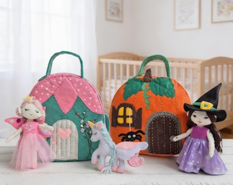 Felt Fairy & Witch Dollhouse Sewing Pattern Set: DIY Doll Bags (PDF Tutorial