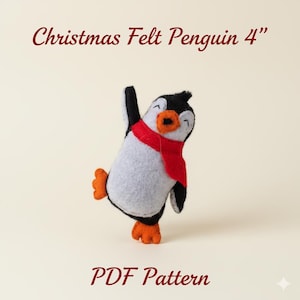 Felt Christmas Penguin Pattern – 4" DIY Penguin Ornament PDF Tutorial