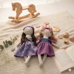 Princess Rag Doll Sewing Pattern – 14" Fabric Doll PDF Tutorial for Beginners