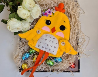 Easter Chick Sewing Pattern: Felt Plush Candy Pouch (PDF Tutorial)