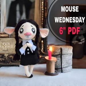 Gruseliges Diorama-Puppen Schnittmuster – 15cm Gothic Maus – DIY Voodoo Plüschtier – Halloween Stofftier PDF Anleitung, Maus Schnittmuster