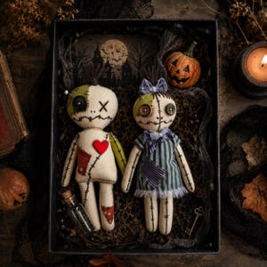 Voodoo Doll Sewing Pattern PDF, Halloween Rag Doll Boy & Girl