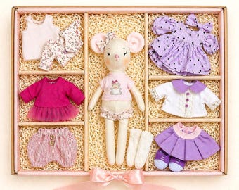 Mouse Soft Toy Sewing Pattern: DIY Stuffed Animal with 4 Outfits (PDF)