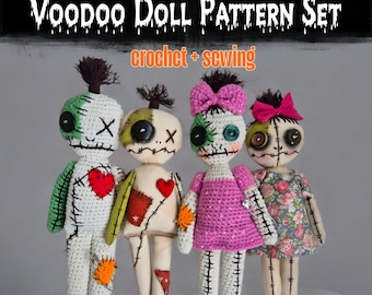 Voodoo Doll Crochet & Sewing Pattern Set: Halloween Plushies (PDF Download)