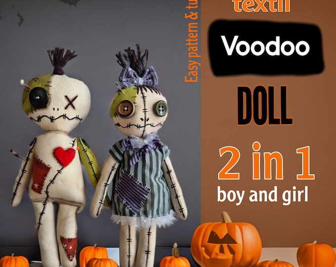 Felt Voodoo Doll Sewing Pattern PDF and SVG. Halloween Ornament. Voodoo