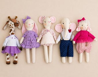 Mini Animal Sewing Pattern: Fabric Doll Tutorial (PDF Download)