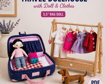 Naaipatroon mini-reispoppenhuis: vilten pop en kleding (pdf-download)
