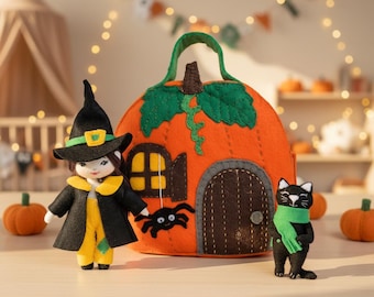 Witch Dollhouse Felt Sewing Pattern: DIY Halloween Playset (PDF Pattern + Tutorial