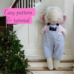 DIY Rag Lamb Sewing Pattern - Instant PDF Download for Soft Organic Toy and Clothes for toys.