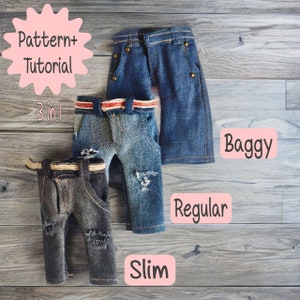 Mönster för dockjeans: 25 cm dockkläder, tre modeller (digital nedladdning)