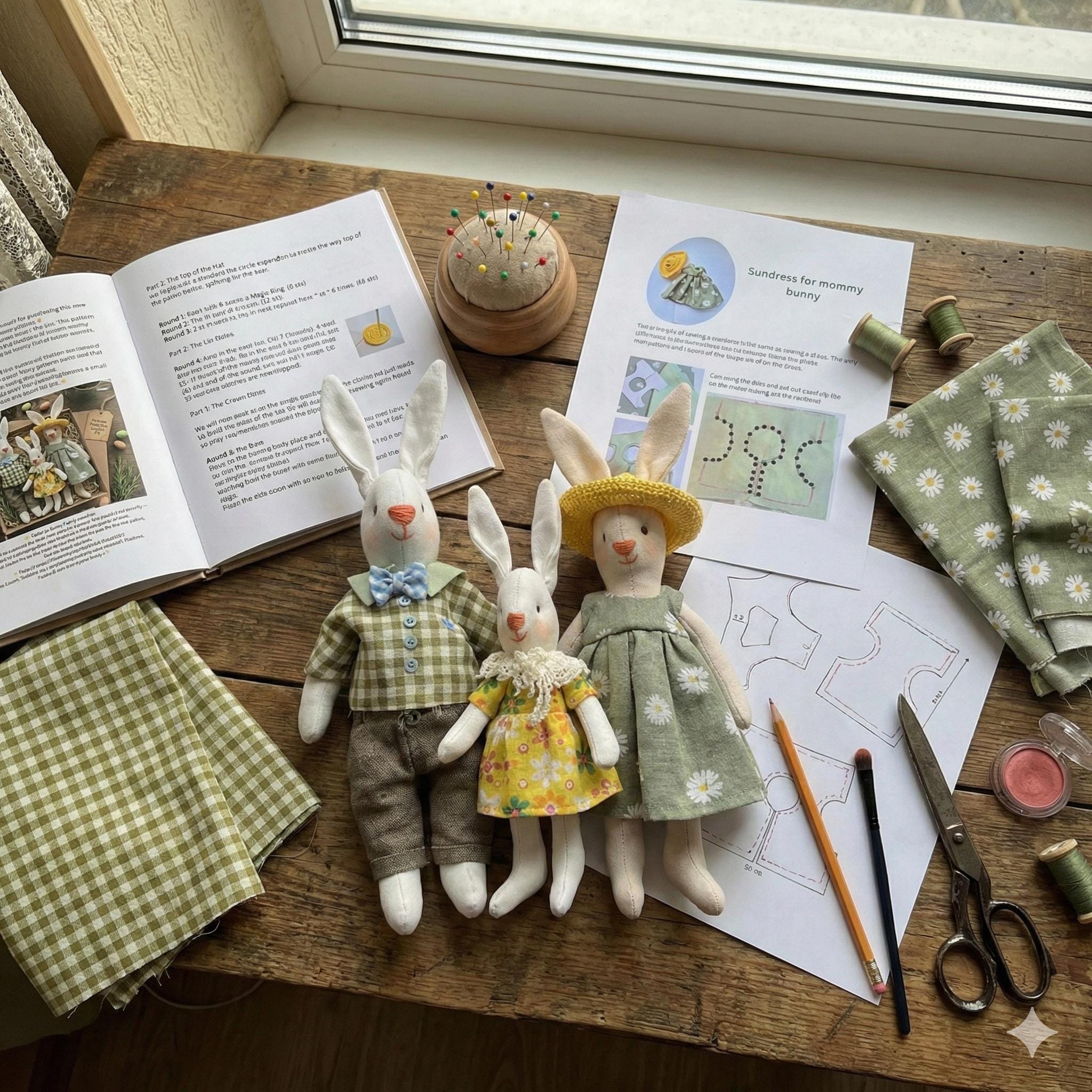 Easter Bunny Family Sewing Pattern PDF Set With Clothes (en / Fr / Es ...