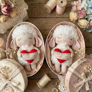 Patrón de costura de cordero con corazón / Peluche de San Valentín PDF