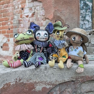 Halloween Attic Doll Pattern Set PDF – Frog, Bat, Cricket & Turtle Sewing Bundle