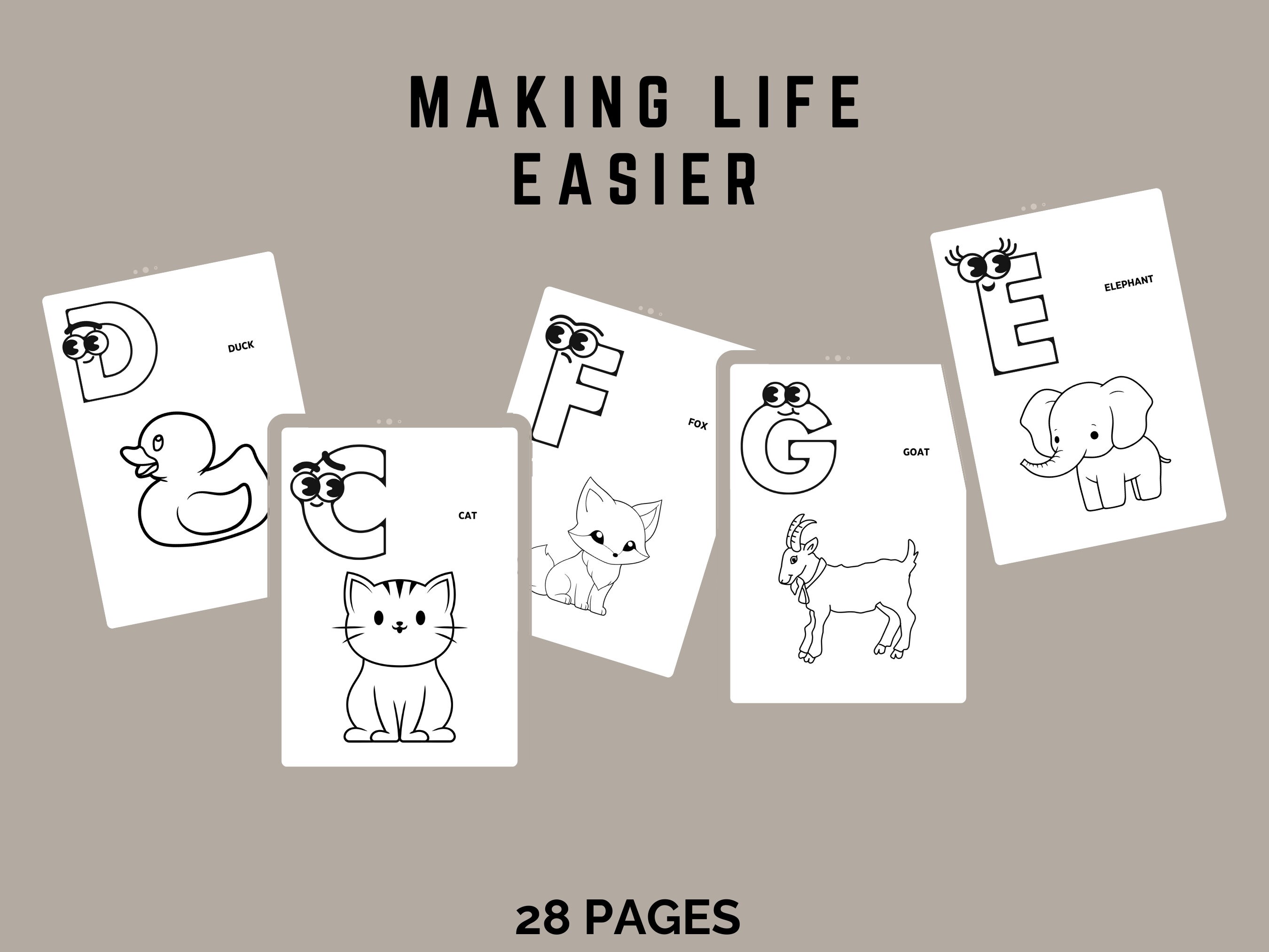 Printable Alphabet Animal Coloring Book 28 Pages of Fun Educational ...
