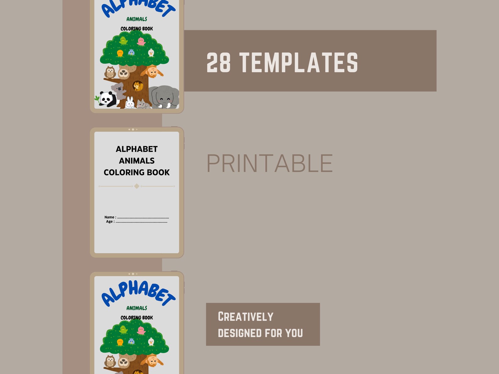 Printable Alphabet Animal Coloring Book 28 Pages of Fun Educational ...