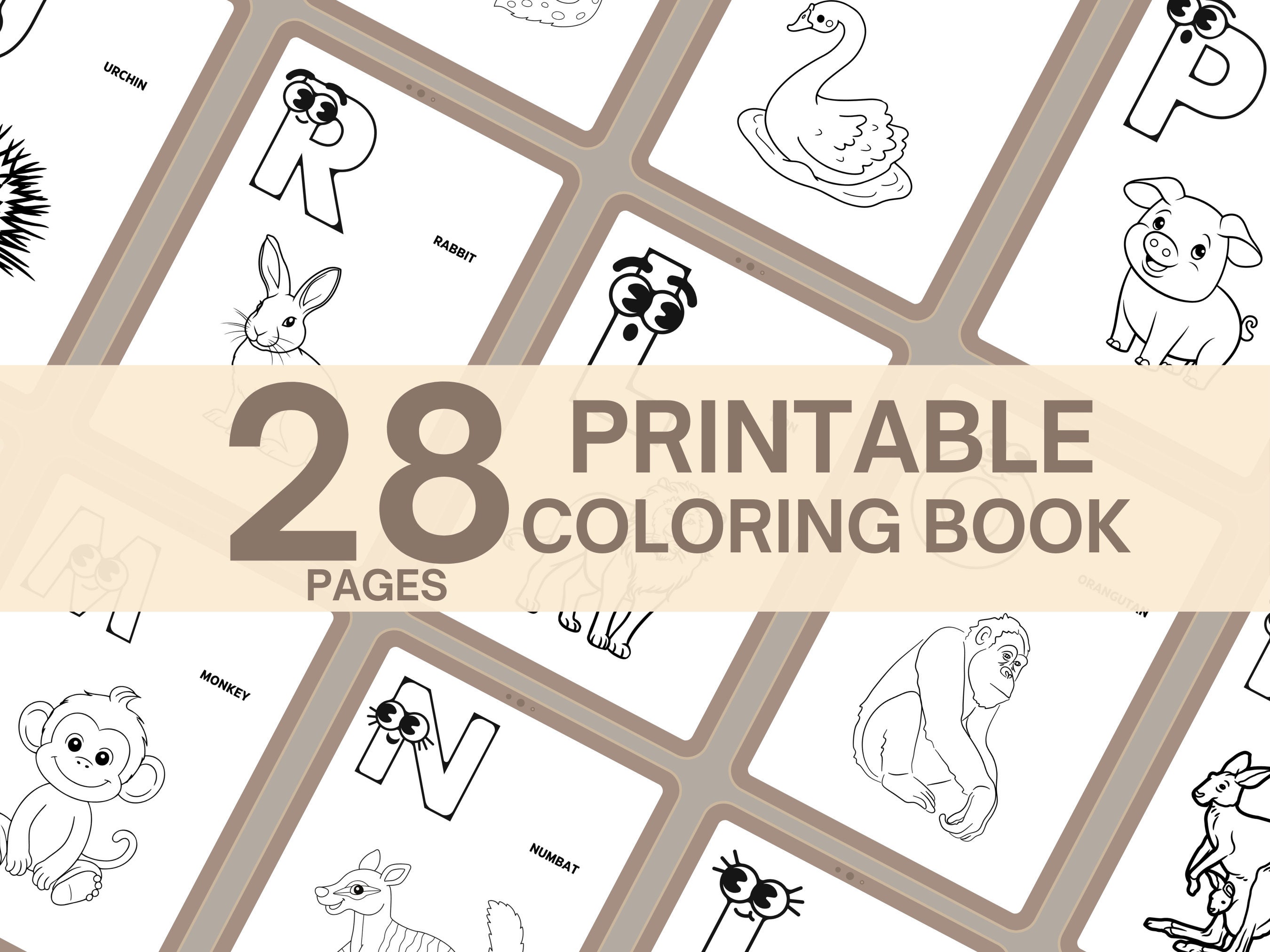 Printable Alphabet Animal Coloring Book 28 Pages of Fun Educational ...