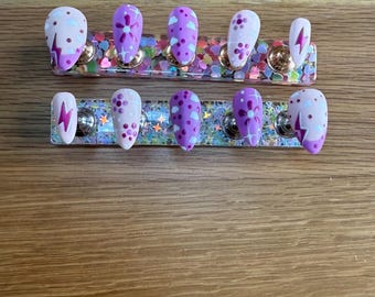 Purple Storm Press-On Nails – Handmade Gel False Nails, Set of 10