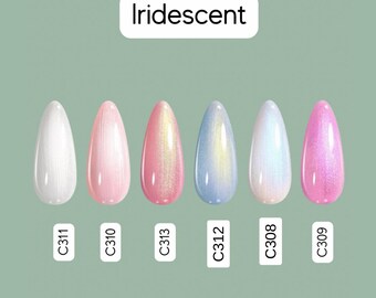 Handmade Iridescent Press-On Nails – Aurora Gel False Nails, Set of 10