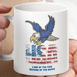 American Eagle USA Mug: Patriotic 4th of July Coffee Cup