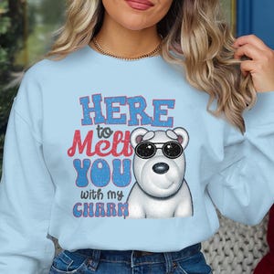 Polar Bear Charm Sweatshirt: Winter Holiday Graphic Sweater