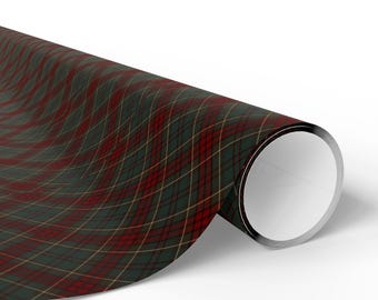 Papel de regalo a cuadros escoceses rojos y verdes / Rollo clásico para envolver regalos navideños