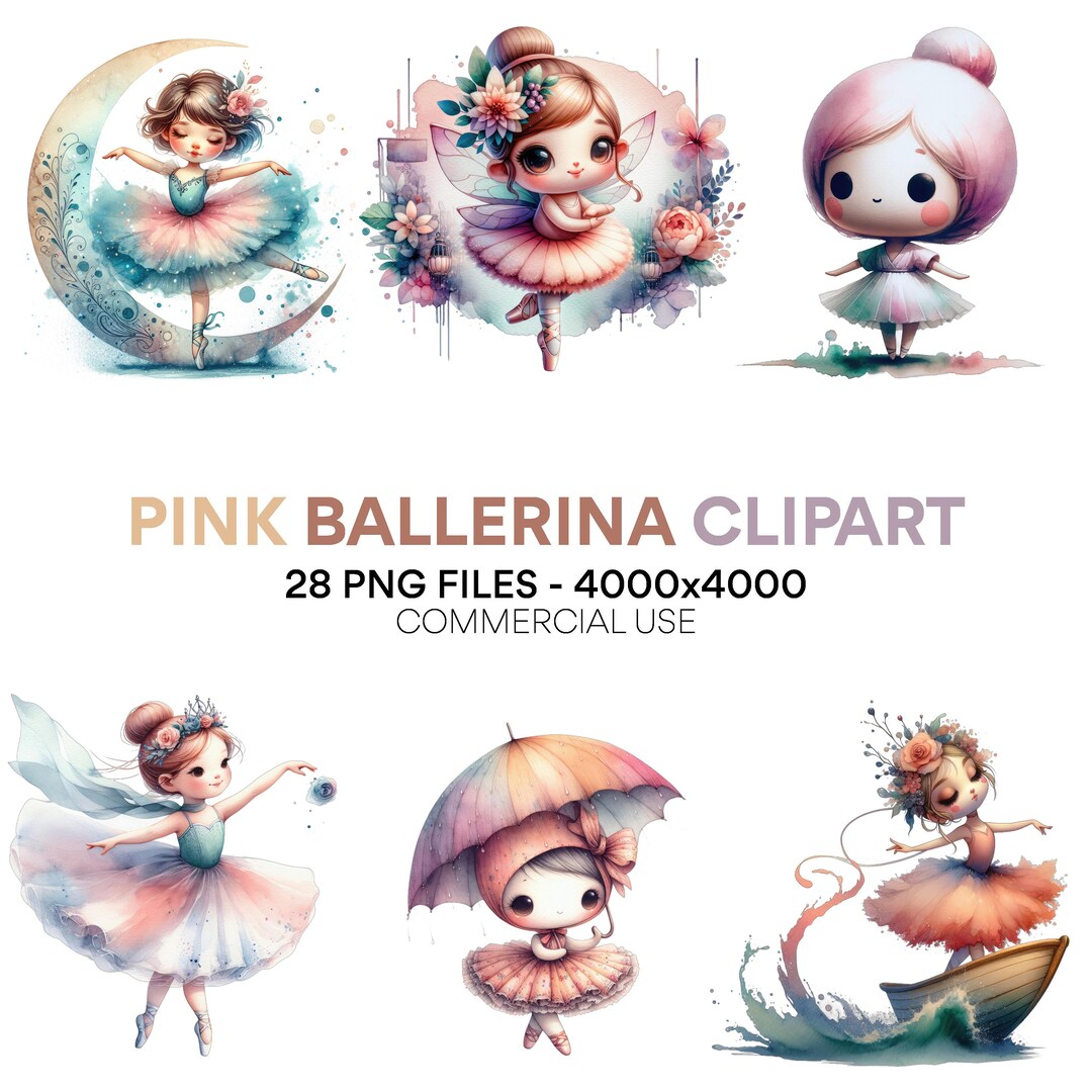 Pink Ballerina Clipart Scrapbooking Little Ballerina Watercolor Clipart ...