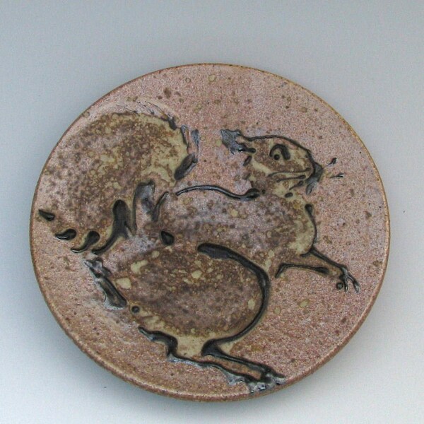 Little squirrel plate wood fired stoneware