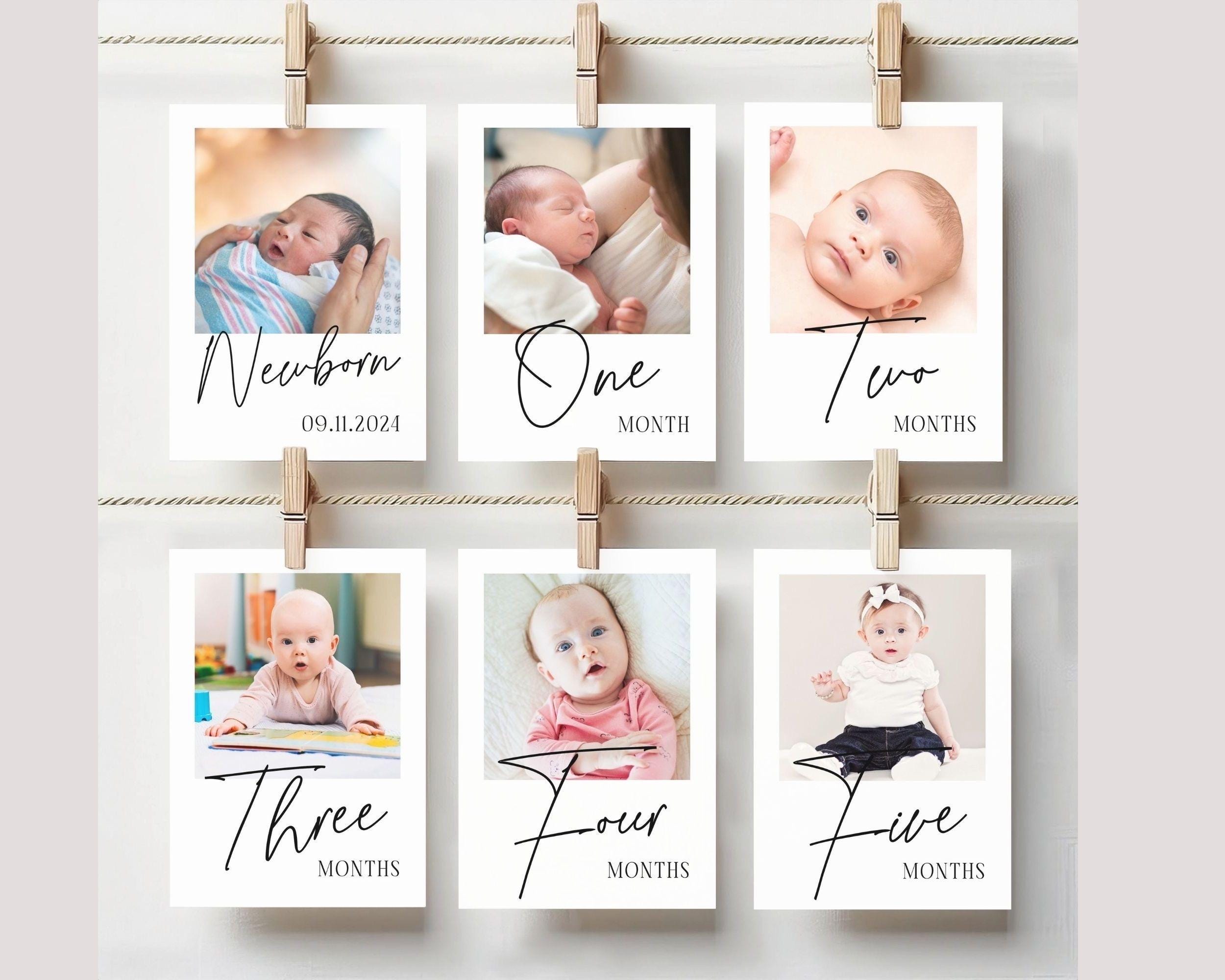 Klassisches Babyfotobanner druckbar monatlich Erstlingsfotobanner zum ersten Geburtstag bearbeitbares 1.Geburtstagsbanner klassisches Design