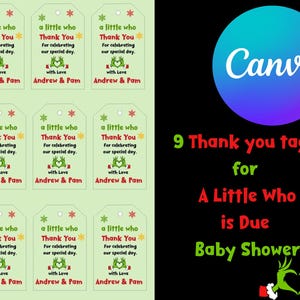 Een beetje wie er moet bedankkaartjes babyshower grinchmas kerst babyshower bedankje tag een beetje wie er moet babyshower bedankkaartjes