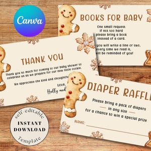 Cookie on the way Diaper Raffle Gingerbread Cookie Baby Shower Books for baby Cookie on the way Thank You Card Gingerbread cookie cards