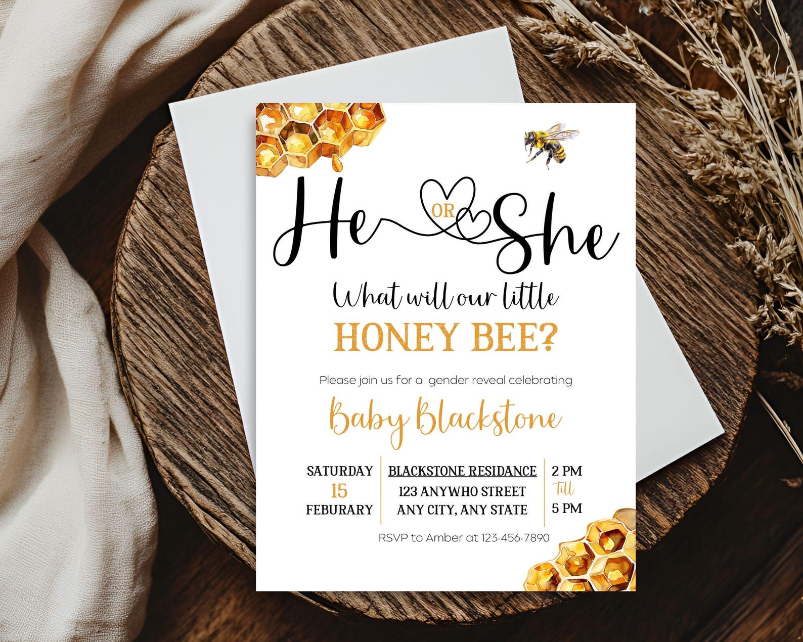 He or She What Will Our Little Honey Bee Gender Reveal Invitation Bee ...