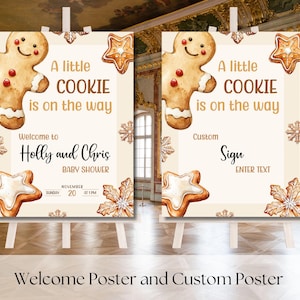 Cookie on the way baby shower Poster Coomie on the way Welcome Poster Baby Shower Cookie on the way Custom Poster baby Shower Editable