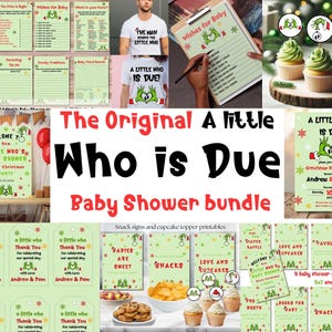 A little who is due Baby Shower Invitation Bundle Grinchmas Bundle invite baby shower evite party Bundle December baby shower grinch bundle