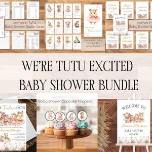 tutu excited baby shower bundle tutu excited ballerina invitation baby shower favour baby shower games baby shower editable cards ballet tut