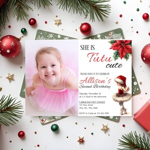 tutu jolie ballerine de Noël carte d'anniversaire invitation de ballet de Noël invitation tutu mignon invitation d'anniversaire de Noël ballerine tutu evite invitation d'anniversaire