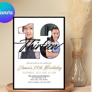 Bearbeitbare Dreizehn Geburtstagseinladungsvorlage Mädchen 13. Geburtstag einladen Teenager Geburtstagseinladungsvorlage digitaler Download dreizehnten