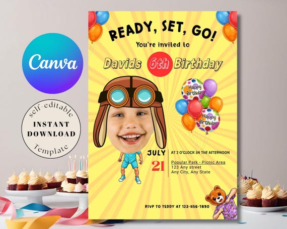 Ready Set Go Birthday Invitation Inspired by Danny Go Birthday Invite Editable Bday Invite Danny Go Photo Birthday Inite Kids Birthday Party