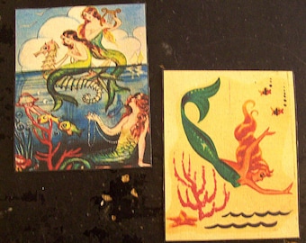 mermaid sew on patch set retro vintage 1950s pin up girl kitsch