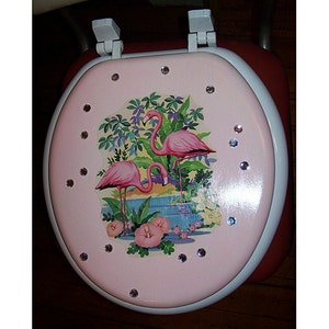 retro flamingo toilet seat vintage 1950's pink flamingo rockabilly Florida kitsch image 1