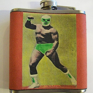 Mexican wrestler flask retro vintage luchador wrestling lucha libre kitsch image 2