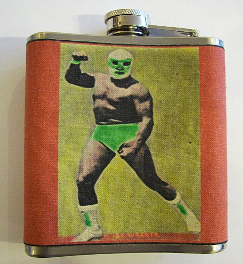 Mexican wrestler flask retro vintage luchador wrestling lucha libre kitsch image 2