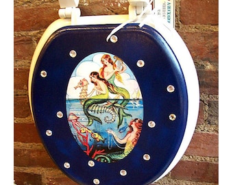 Mermaid toilet seat retro 1950s vintage pin up  rockabilly bathroom