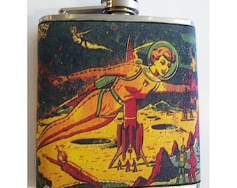 retro sci fi flask vintage pin up girl rockabilly outer space kitsch